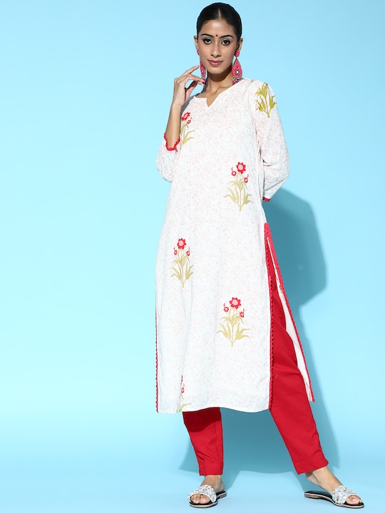 HERE&NOW Women Ethnic Motifs Print Cotton Straight Kurta