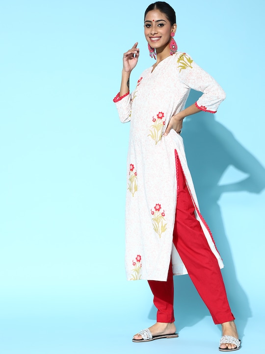 HERE&NOW Women Ethnic Motifs Print Cotton Straight Kurta