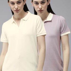 Roadster Women Pack of 2 Polo Collar T-shirts