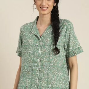 Taavi Women Block Print Pure Cotton Lounge Top