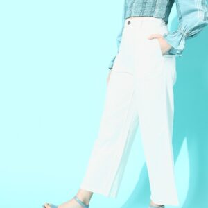 Mast & Harbour Women Classic Solid Kick Flared Trousers