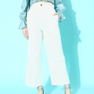 Mast & Harbour Women Classic Solid Kick Flared Trousers