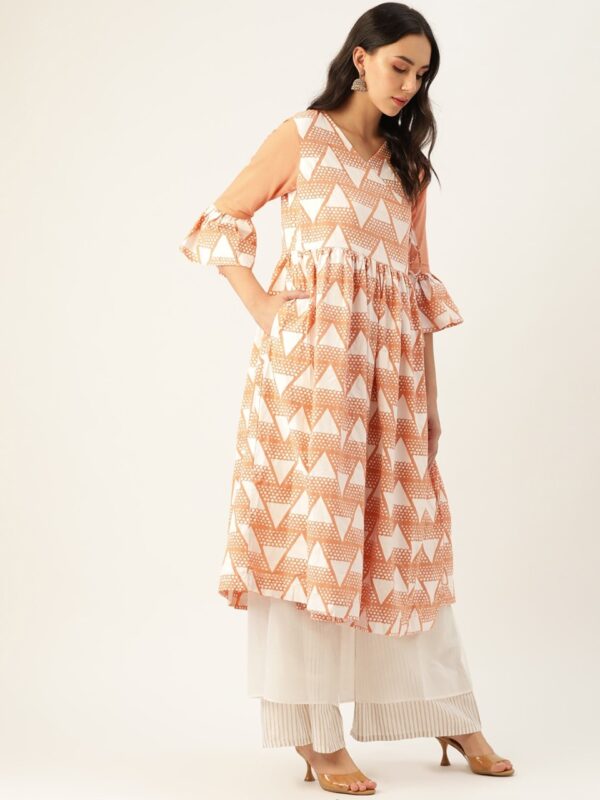 Sangria Women Geometric Printed Angrakha A-Line Kurta