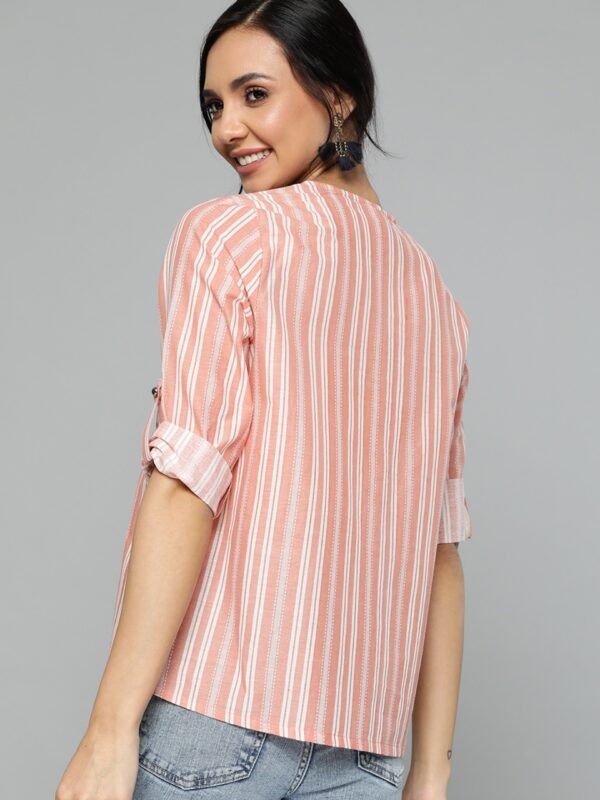 HERE&NOW Pure Cotton Striped Sleeves Top