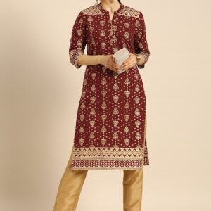 Anouk Women Ethnic Motifs Foil Printed Kurta