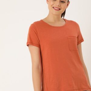 DressBerry Women Solid Round Neck Pure Cotton T-shirt