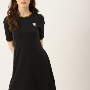 DressBerry Black Solid A-Line Dress