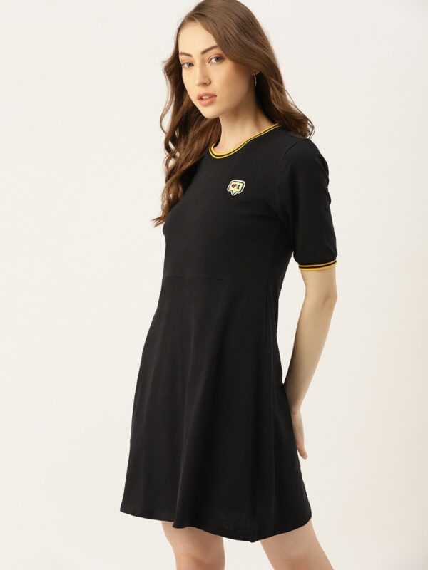 DressBerry Black Solid A-Line Dress