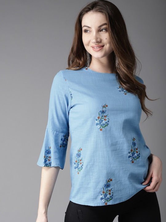 HERE&NOW Embroidered Pure Cotton Top