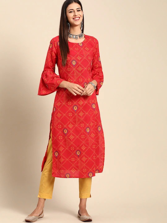 Anouk Women Ethnic Motifs Printed Straight Kurta