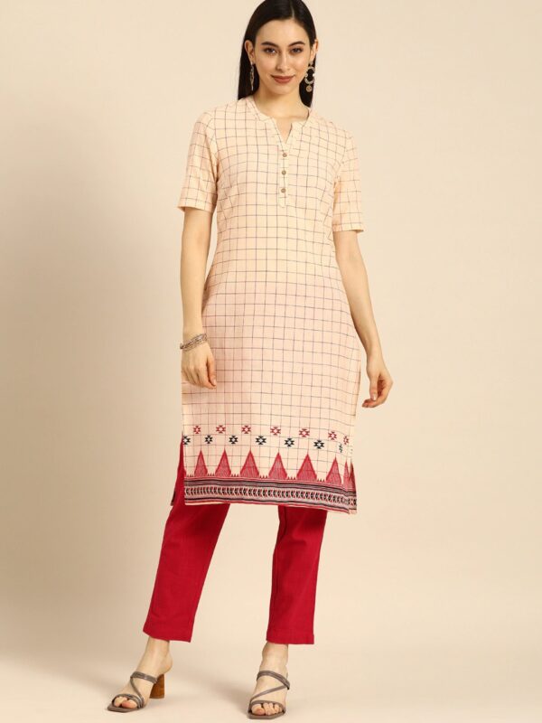 Anouk Women Checked Kurta