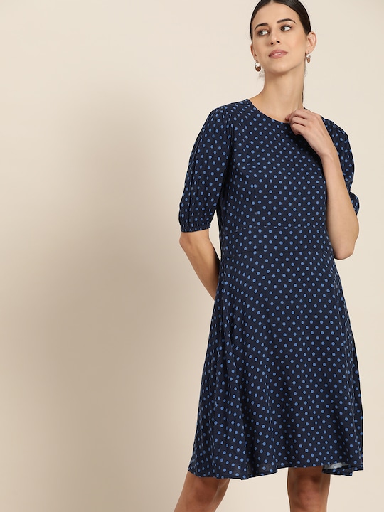 her by invictus Women Polka Dots Print A-Line Dress