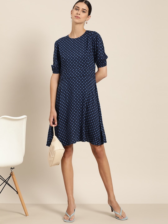 her by invictus Women Polka Dots Print A-Line Dress