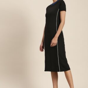 ether Black Solid T-Shirt Dress