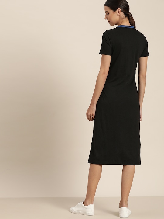 ether Black Solid T-Shirt Dress