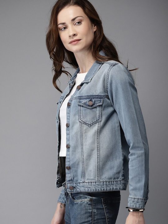 HERE&NOW Women Solid Denim Jacket