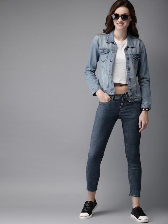 HERE&NOW Women Solid Denim Jacket