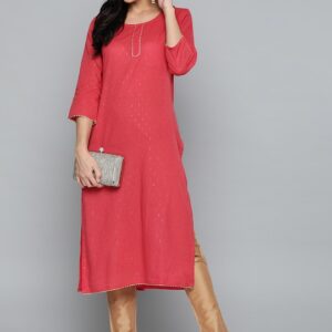 HERE&NOW Women Regular Sleeves Gotta Patti Straight Kurta