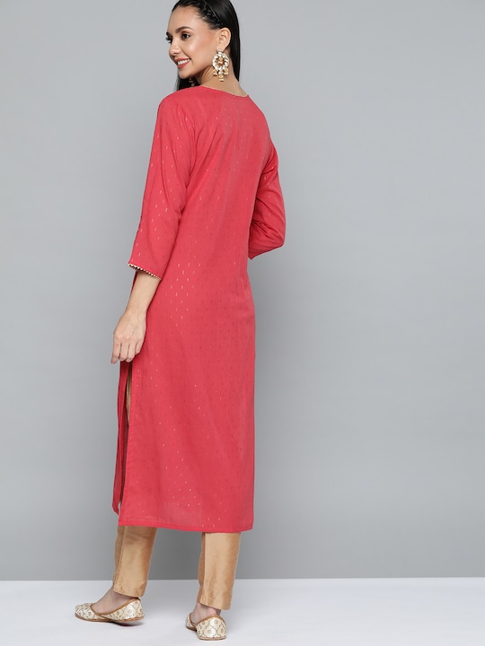 HERE&NOW Women Regular Sleeves Gotta Patti Straight Kurta