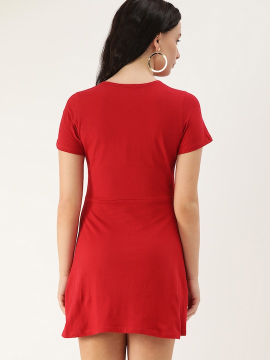 DressBerry Women Solid Pure Cotton Mini A-Line Dress