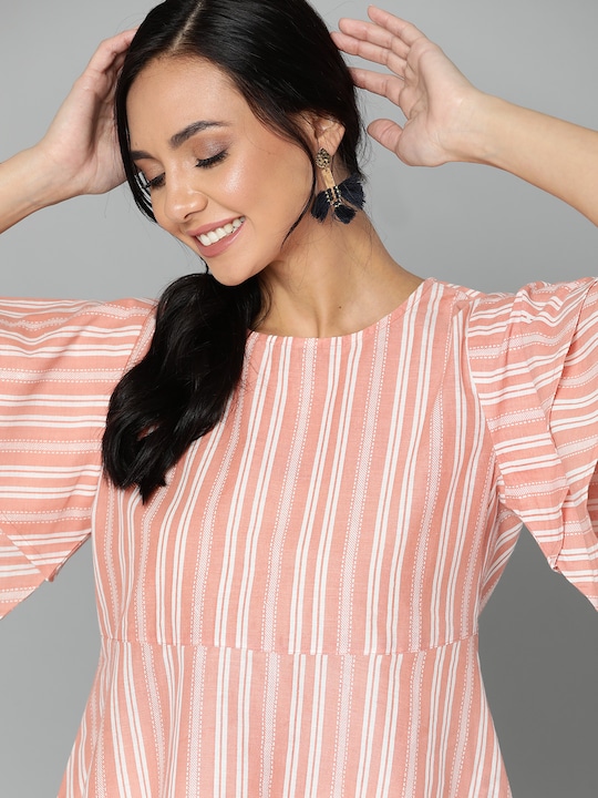 HERE&NOW Pure Cotton Striped A-Line Top