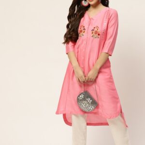 Sangria Women Yoke Design Panelled A-Line Kurta