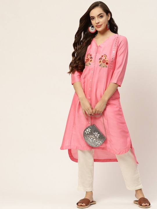 Sangria Women Yoke Design Panelled A-Line Kurta