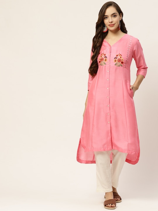 Sangria Women Yoke Design Panelled A-Line Kurta