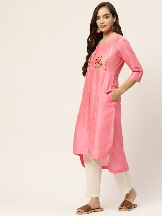 Sangria Women Yoke Design Panelled A-Line Kurta