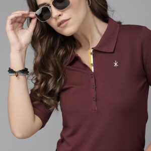 Roadster Women Solid Polo Collar T-shirt