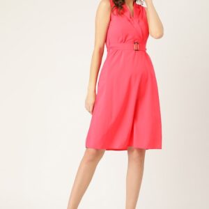 DressBerry Pink A-Line Wrap Dress & Belt