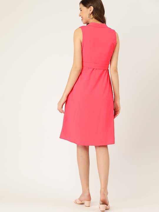 DressBerry Pink A-Line Wrap Dress & Belt