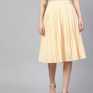 HERE&NOW Women Pleated Solid A-line Skirt