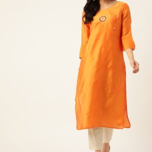 all about you Women Ethnic Motifs Bell Sleeves Thread Work Kurta