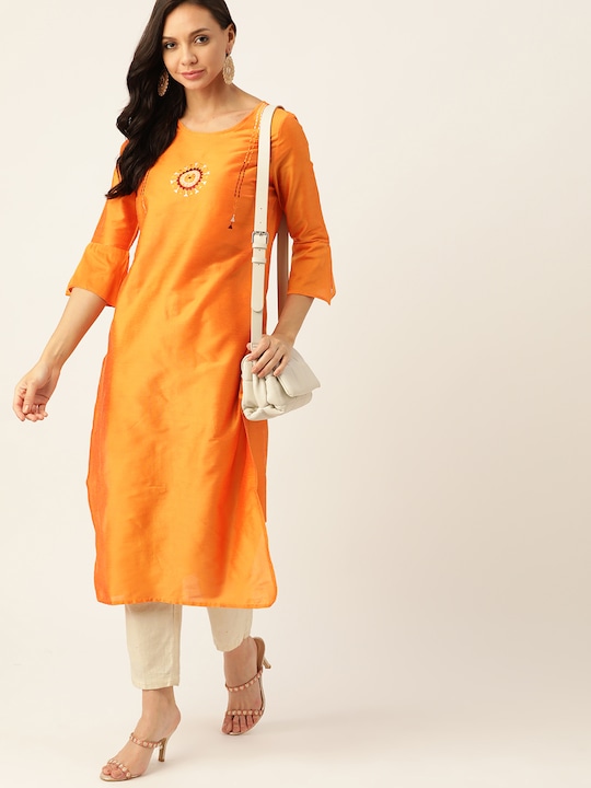 all about you Women Ethnic Motifs Bell Sleeves Thread Work Kurta