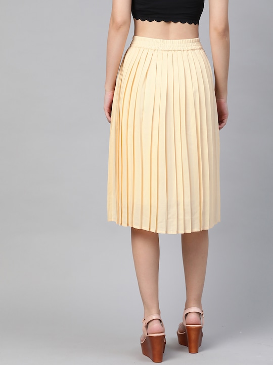 HERE&NOW Women Accordion Pleated Solid A-line Skirt