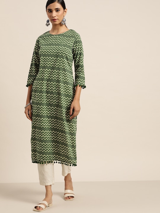 Moda Rapido Women Pure Cotton Chevron Printed Kurta