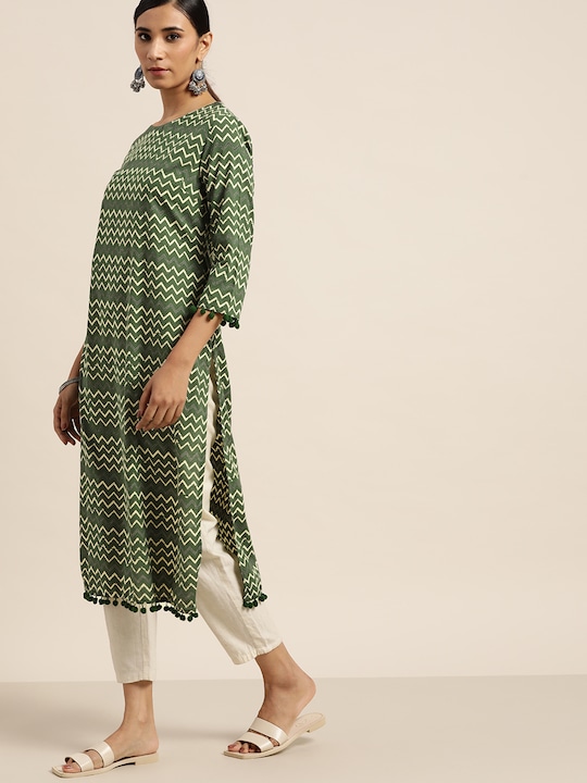 Moda Rapido Women Pure Cotton Chevron Printed Kurta