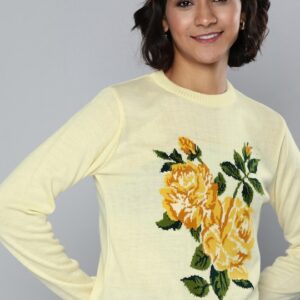 Chemistry Women Acrylic Self Design Sweater