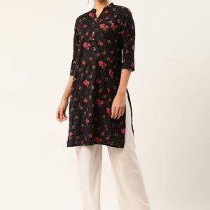 Anouk Women Cotton Floral Printed Straight Kurta