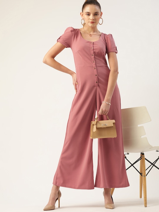 DressBerry Solid Basic Flared Jumpsuit