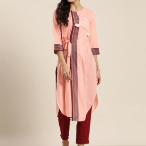 Moda Rapido Women Pure Cotton Striped Straight Kurta