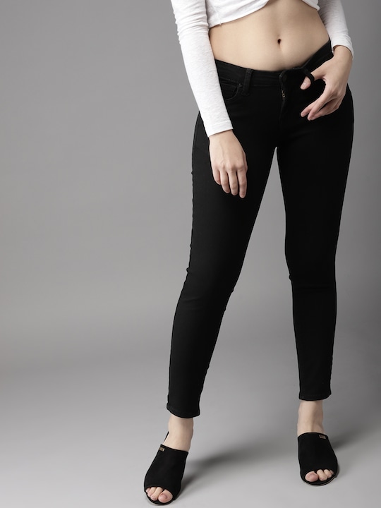 HERE&NOW Women Skinny Fit Cropped Clean Look Stretchable Jeans