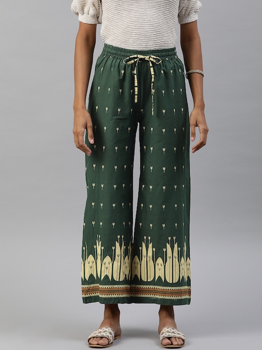 HERE&NOW Women Printed Wide Leg Palazzos