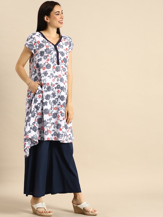 Anouk Women Printed Regular Kurta with Palazzos