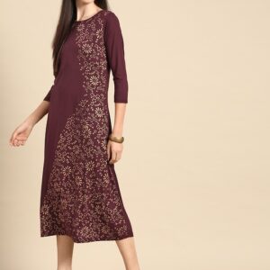 Anouk Ethnic Motifs A-Line Midi Dress