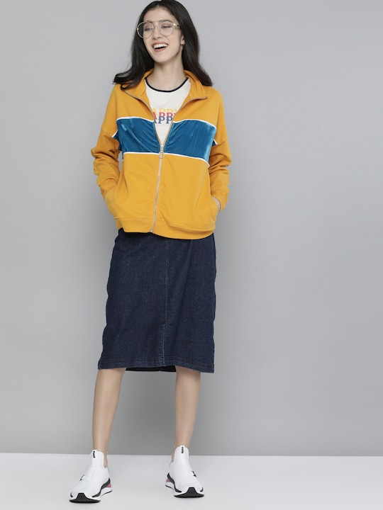 Mast & Harbour Women Colourblocked Pure Cotton Sweatshirt