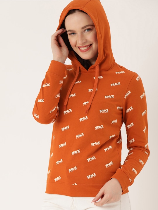 DressBerry Women Printed Hooded Sweatshirt