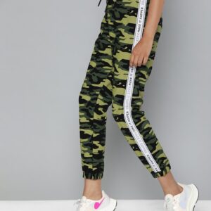 Harvard Women Camouflage Printed Slim Cropped Joggers With Side Taping