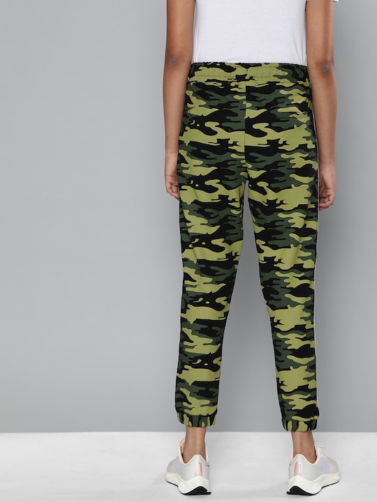 Harvard Women Camouflage Printed Slim Cropped Joggers With Side Taping